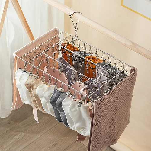 양말 건조 랙, 40 클립, 스테인레스 스틸 양말 걸이 랙, 회전 방풍 세탁 행어, 브래지어 수건 양말 빨랫대  Best5