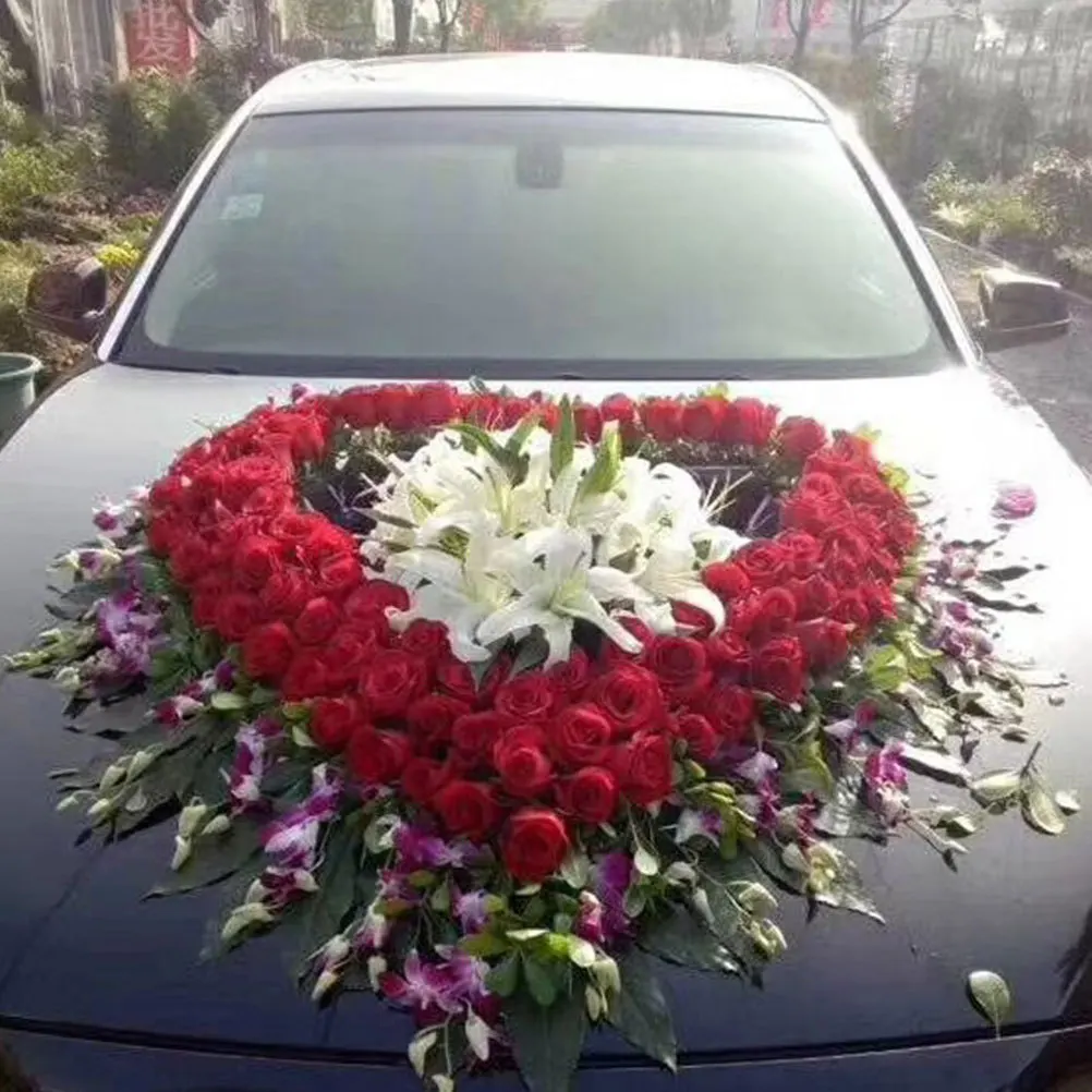 

1Set Wedding Car Floral Mud Heart Floral Foam Cage Suction Cup Base Green Flower Mud for Wedding Decor Arrangement