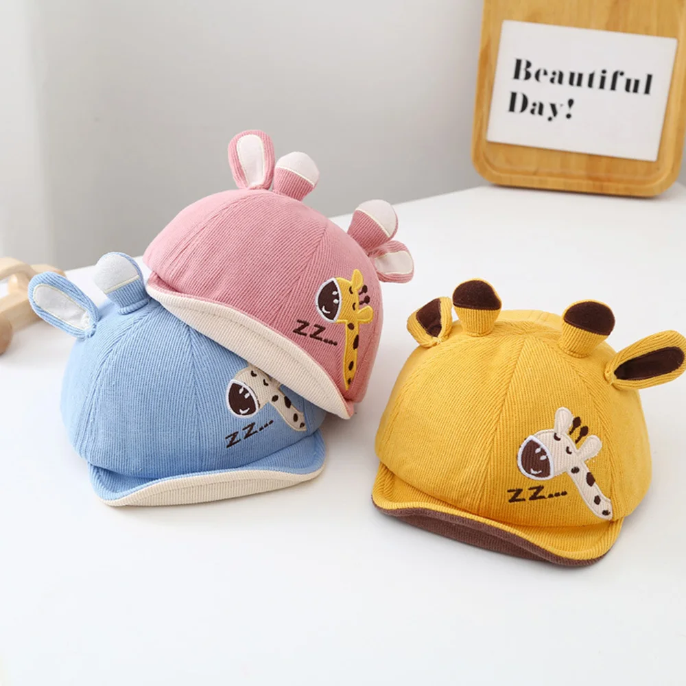 Soft Baby Hat Korean Cartoon Autumn Caps Giraffe Infant Cute Duckbill Baseball Caps For Kids 5-24 Month