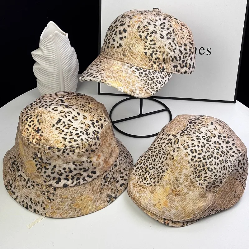 

Ins Нишевый дизайн Ретро Леопардовый принт Высококачественные панамы для женщин Летняя защита от солнца Повседневная универсальная трендовая мужская кепка