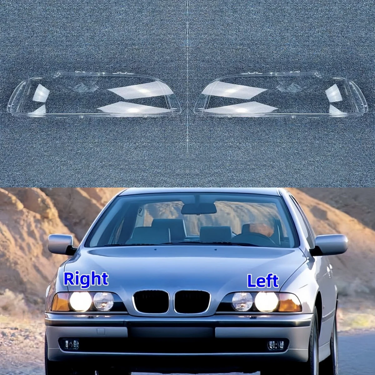 

For BMW 5 Series E39 520 525 528 530 1995 to 2003 Car Supplies Replace A Transparent PC Lens Headlight Car Lights Shell