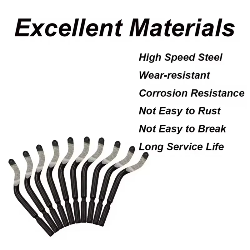 AB42-Essential Metal Deburring Tool Kit For Wood - 10Pc High-Speed Steel Blades With Trimming Knife
