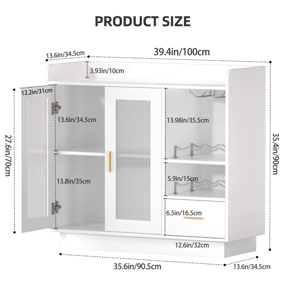 

Wine Bar Cabinet with LED Lights, Floating Coffee Bar Cabinet with Wine and Glass Rack, Kitchen Buffet Sideboard, Customized