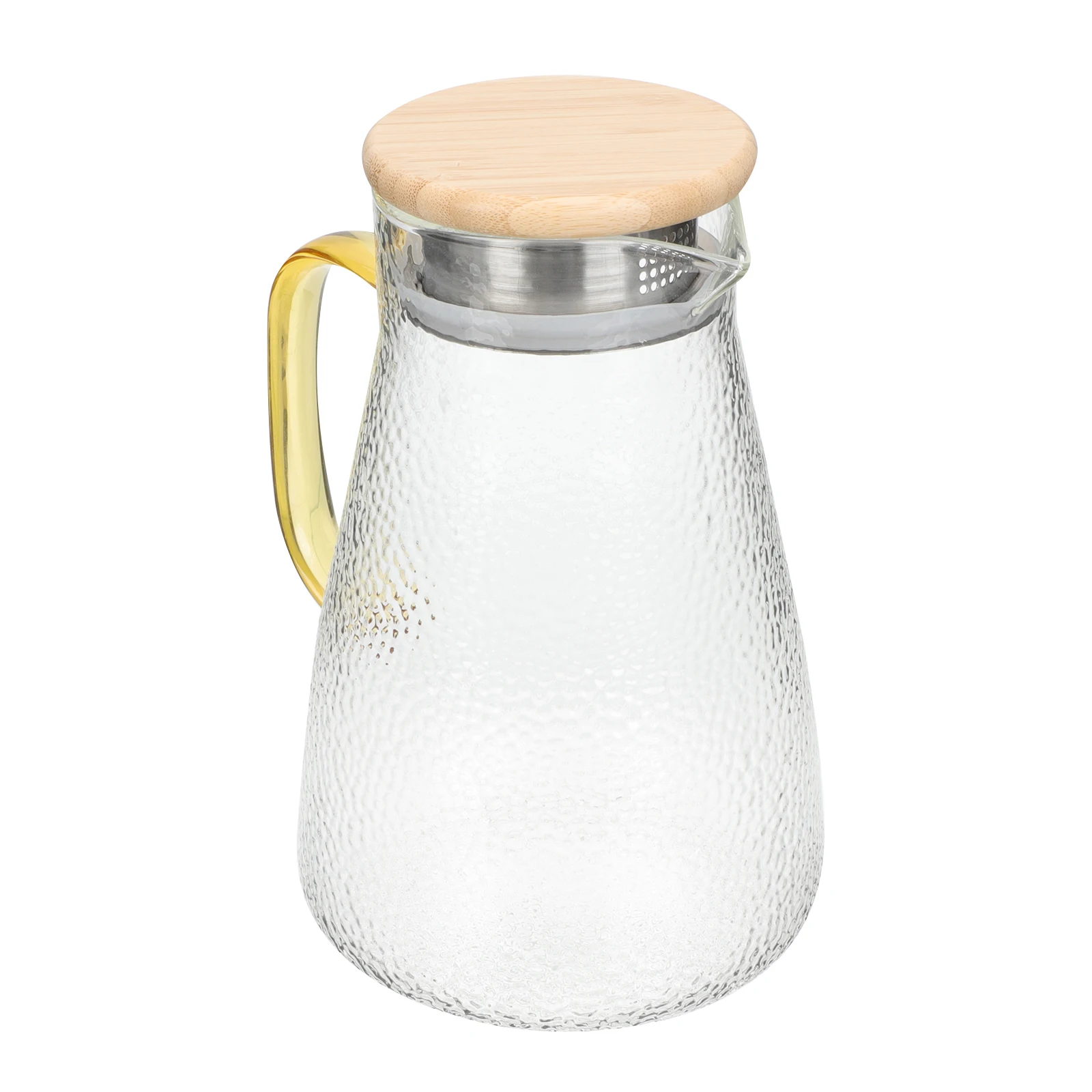 

Cold Water Pitcher Glass Bamboo Container Juice Jug Tea Pot Homemade Beverage Holder Glass Water Container Cool Kettle Family