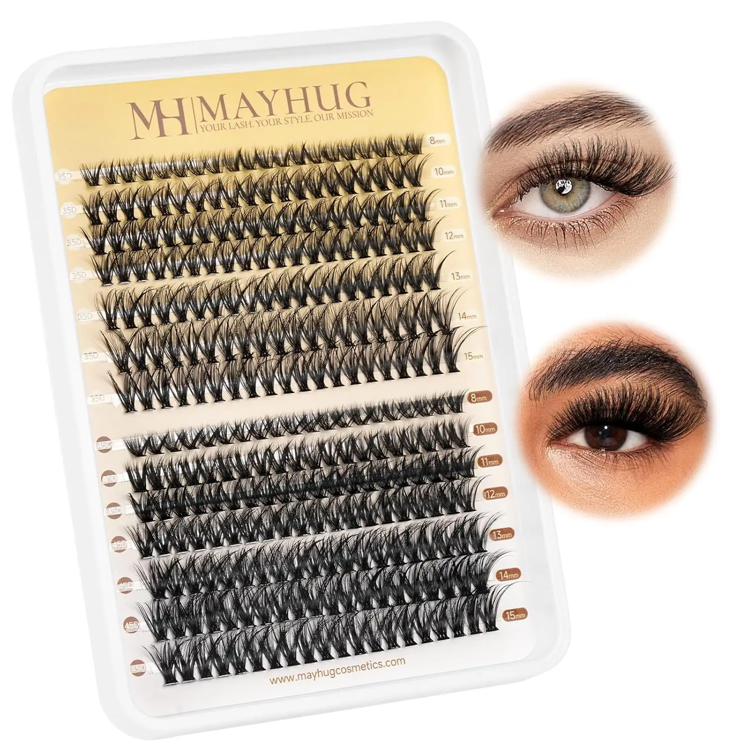 

280Pcs Lash Clusters 8-15MIX Cluster Lashes DIY Eyelash Extensions Volume Lash Clusters D Curl 35D+45D Individual Lashes Natural