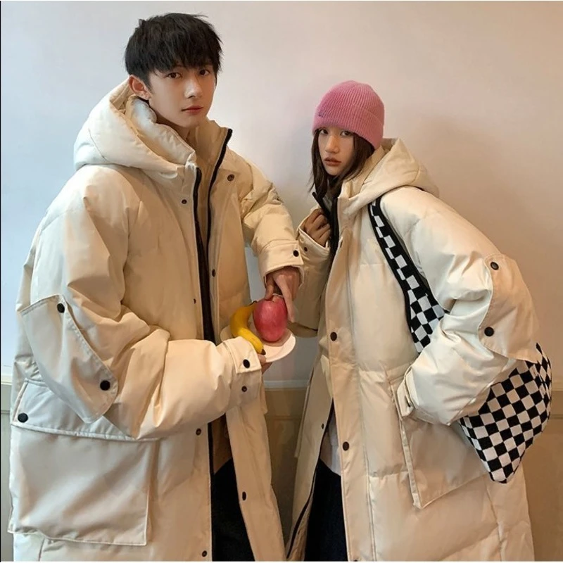 The New Down Jacket for Couples Winter Loose Knee-length Hooded Warm and Thick Bestseller Trendy Top Fashionable Individual Warm
