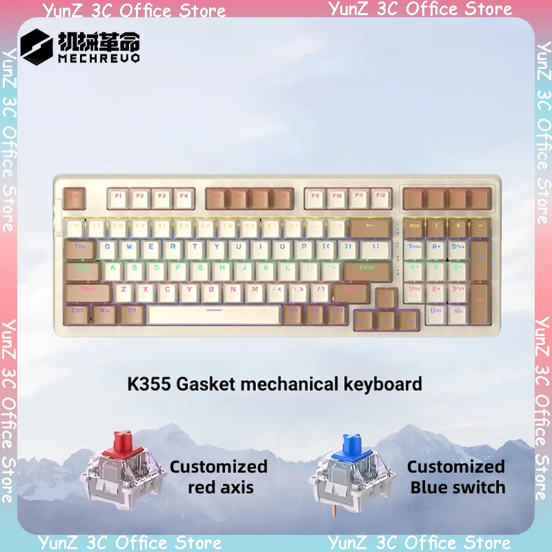 

MECHREV K355 wired office keyboard silent filling 98 key wired gasket dual ABS keycap office keyboard gaming keyboard