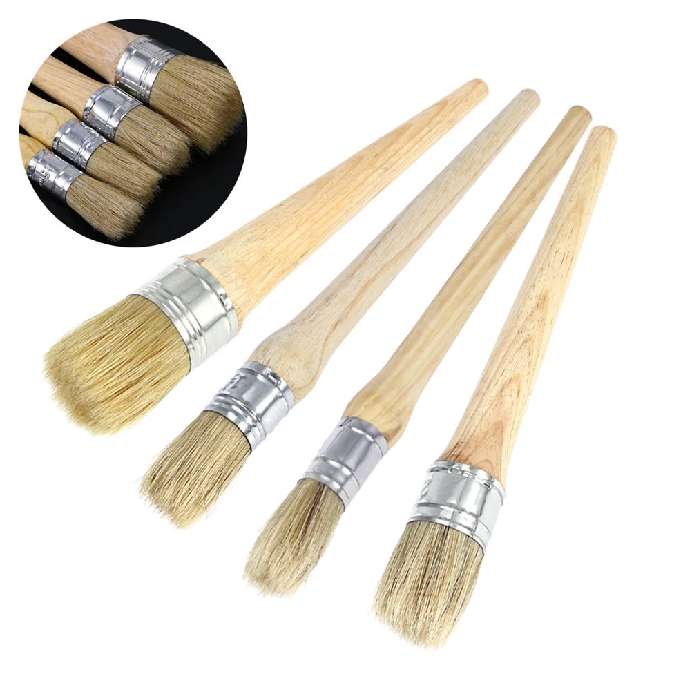 4 Pcs Round Rub on Transfers for Furniture Wooden Gilding Wax Professional Brush