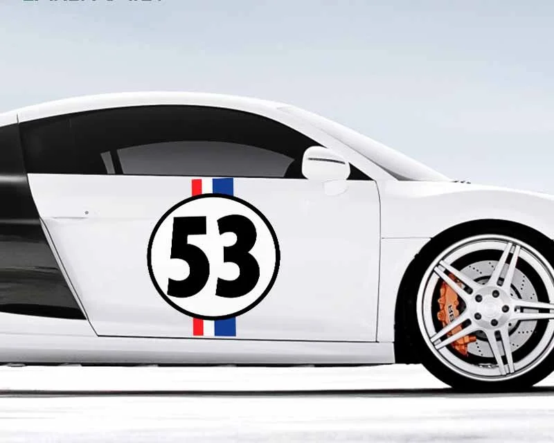 ل Herbie الحب علة 53 ملصقات السيارات عالية الجودة PVC 43 سنتيمتر X 34.4 سنتيمتر الزجاج الأمامي ملصق مائي مكيف الهواء KK مادة الفينيل