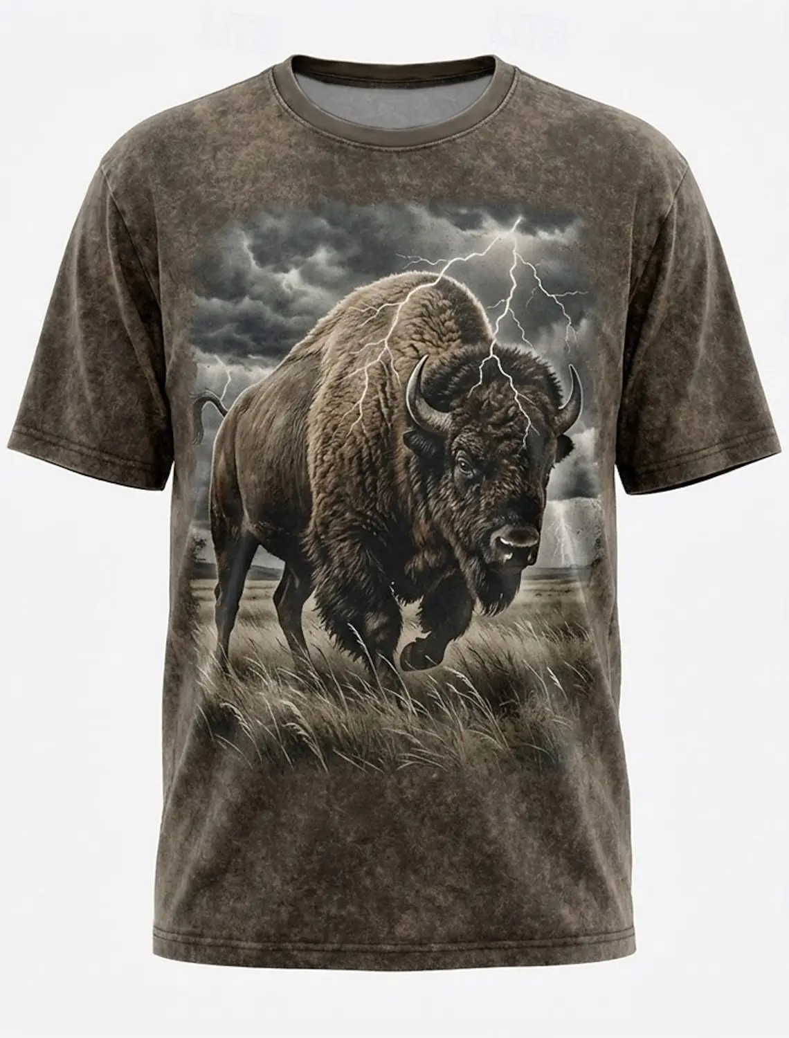 Wild Animal Eagle Bison Wolf Bull Tie Dye Graphic Men Short Sleeve T-Shirt Western Nature Wildlife Casual Tee