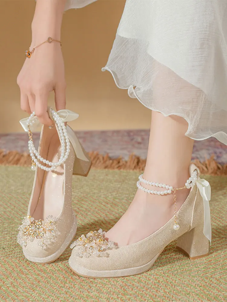 

Mary Jane Sle Chunky Heel Single oes Comfortable Wedding Bridesmaid oes Fairy T Look Spring 2026 Faion Footwear