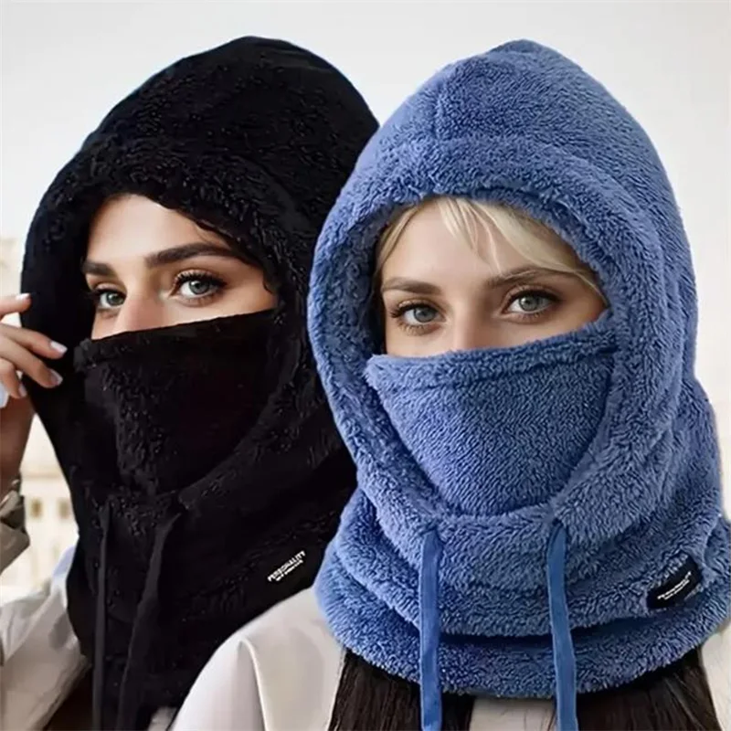 【セール中】女性用3 in 1冬用厚手ビーニー、ウォームハット、スカーフ、アウトドアライディング用フェイスウェアセット、スノーボード、スキー、防風キャップ、防寒キャップ