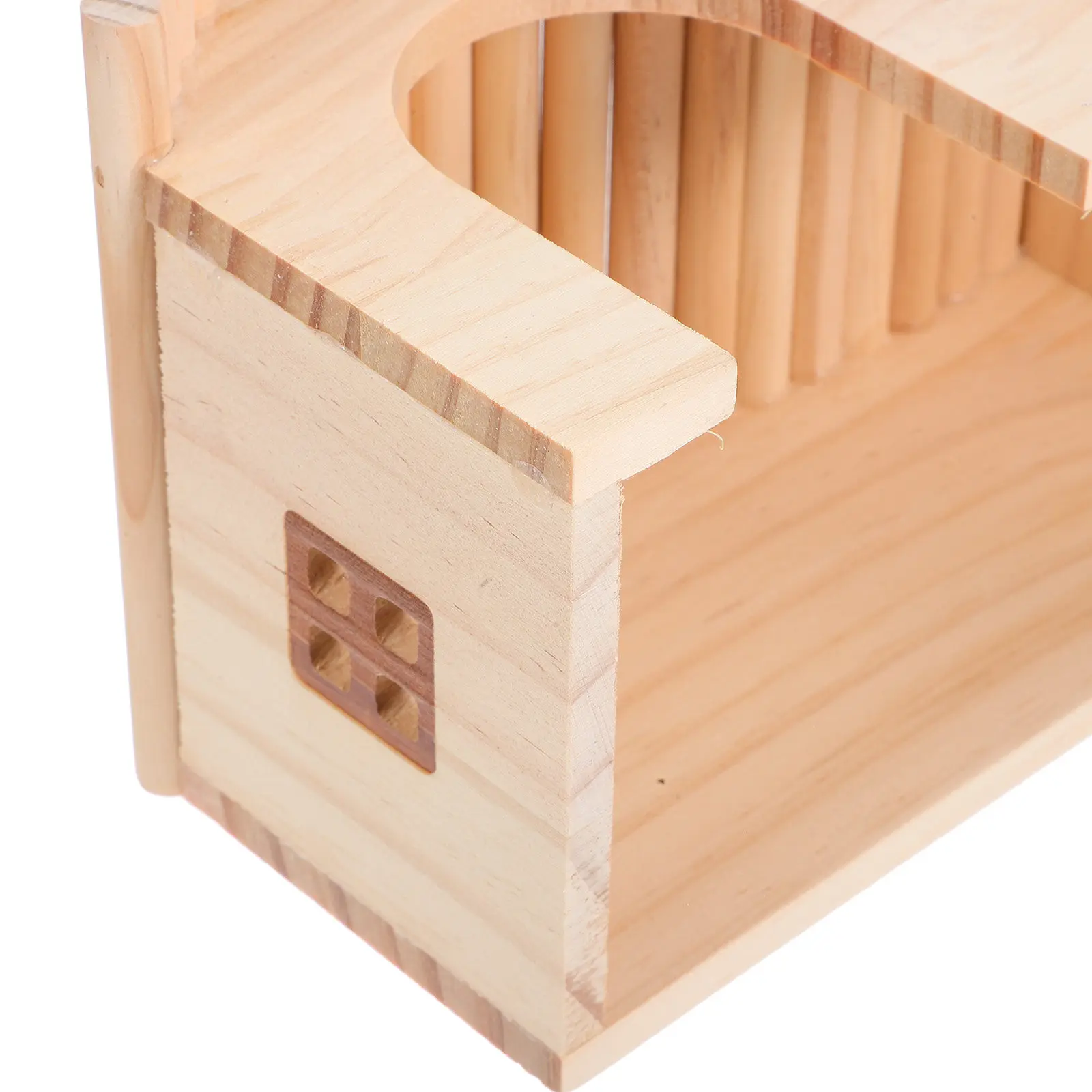Hamster Hideout House Natural Wood Multi Chamber Cozy Retreat for Small Pets Hamster Habitat Hideaway Sleeping Nest Activity