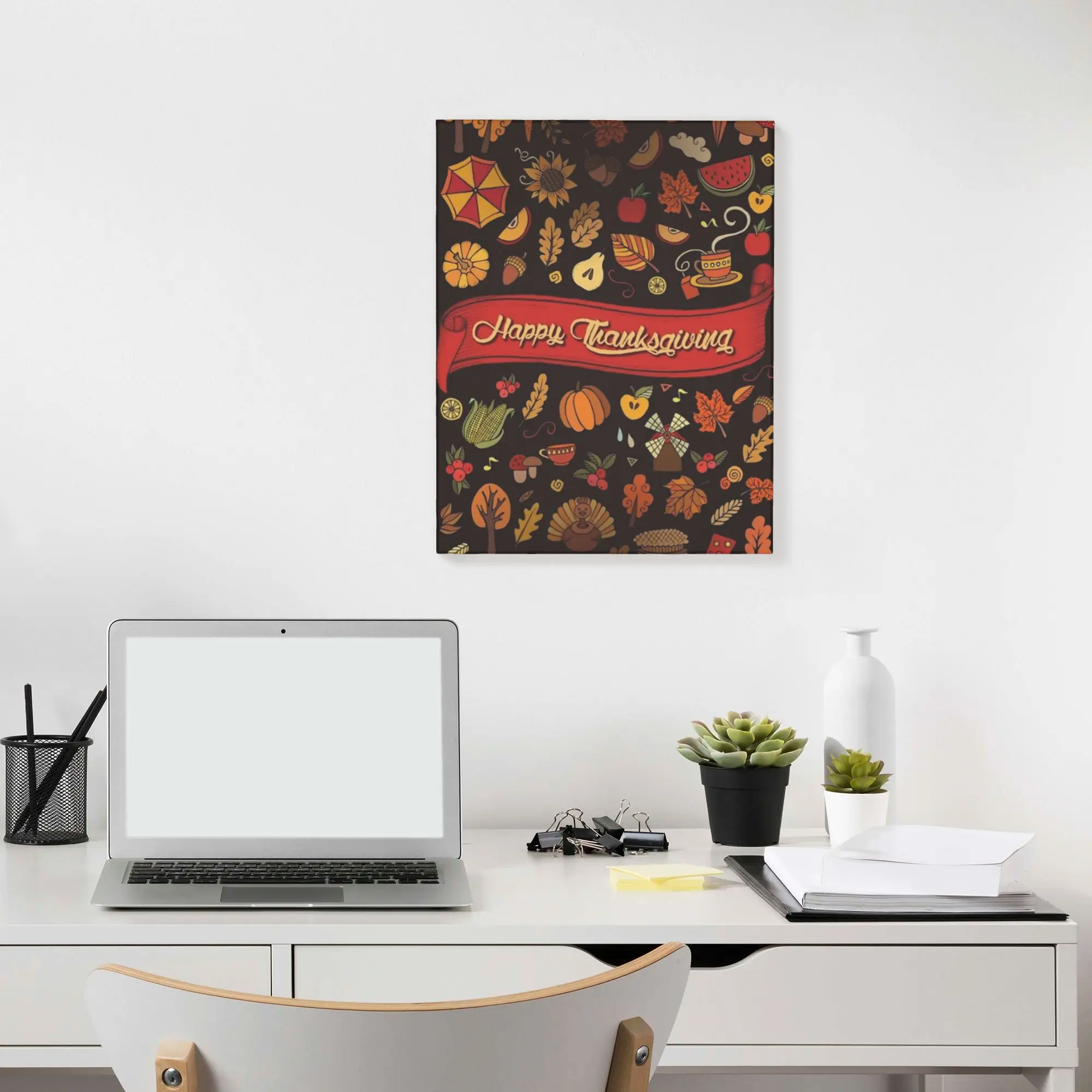 Wall Decor Canvas Printing Art Unframed Hanging Picture  Modern Aesthetic Artwork Happy Thanksgiving Day Turkey 40x50cm