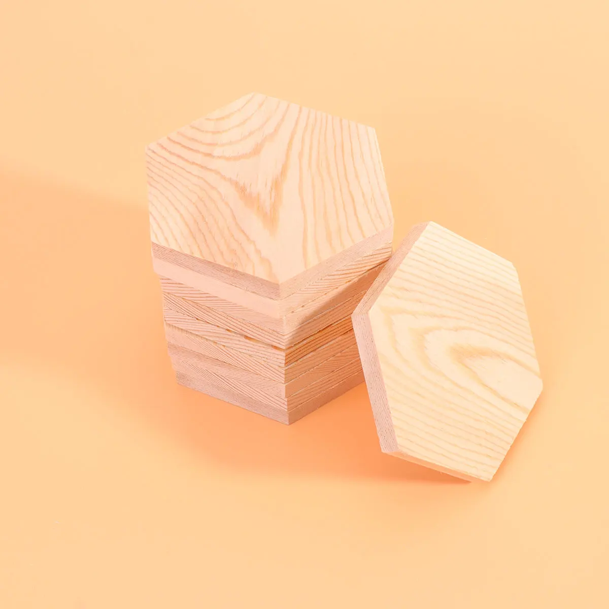 

10 PCS Tiles for Crafts Polygonal Wood Blocks Rustic Decor Wooden Plank Blank Hexagonal Bamboo