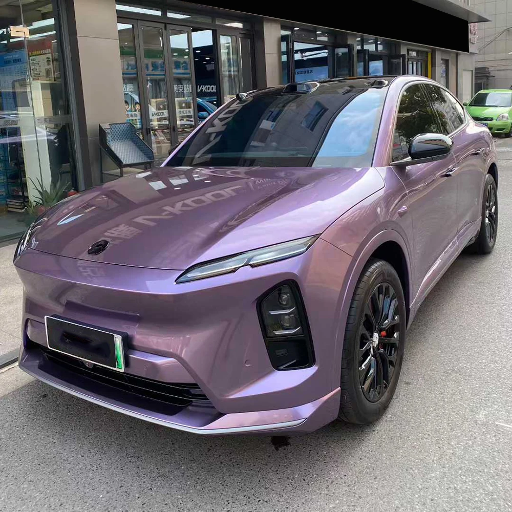 Purple Car Vinyl Wrap PET Chrome Silver Bubble Free Long Lasting Automotive Color Change Film for Vehicle Customization