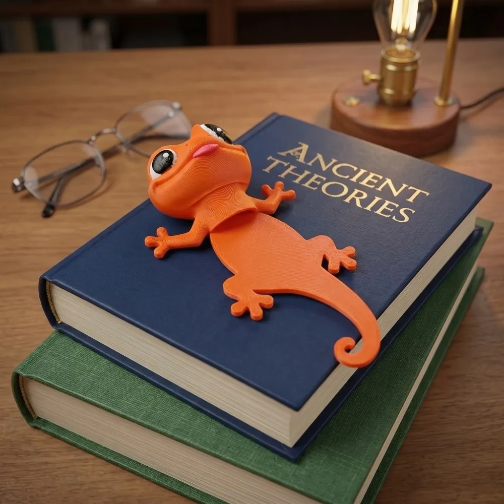 Creative 3D Printed Gecko Bookmark Cute Funny Big-Eyed Gecko Book Clip Quirky Multi-functional Page Marker Gifts