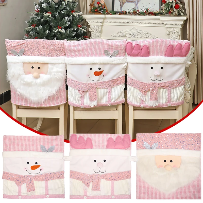 

1PC Christmas Cute Fun Chair Cover Pink Stool Cover Santa Doll European and American Style Restaurant Home Decoration navidad