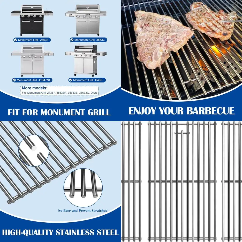 

Stainless Steel Grill Grates for Monument Grills 24633, 13892, 17842, 24367, 35633, 41847NG - Replacement Cooking Grids for 3563