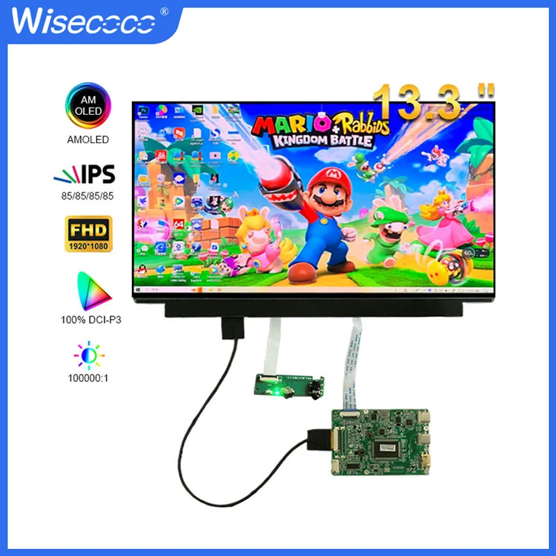13.3 inch 1920x1080 FHD AMOLED OLED External Display USB-C for Raspberry Pi Gaming Laptop PS4/PS5 Switch Phone 100% DCI-P3