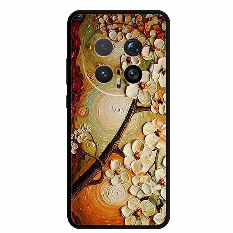 6.71" For Honor Magic8 Pro 5G Case 3D Emboss Relief Flower Black Silicone Soft Back Cover Case For Honor Magic 8 Pro Case Shells view 3