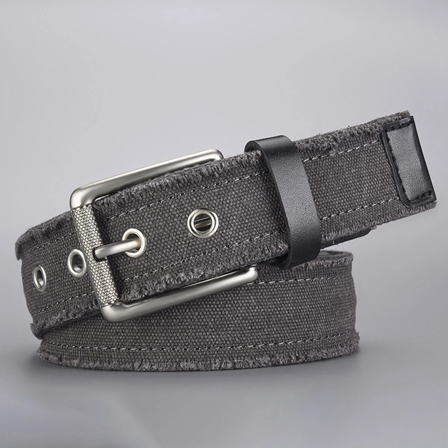 Canvas Belts for Men Luxury Strape Male Pin Buckle Fancy Vintage Jeans Width:3.8cm Length:110-125cm