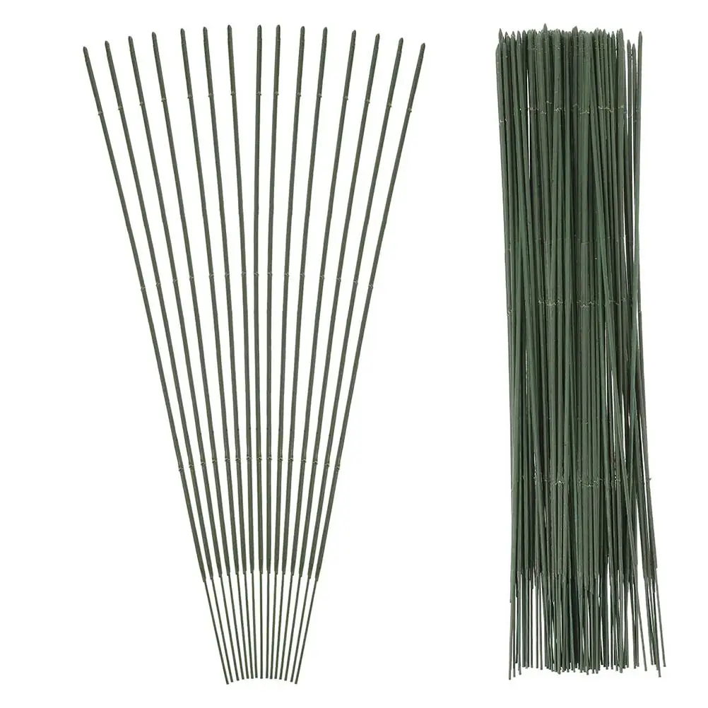 

100 Pcs Green Flower Rods Artificial Stems Wire Iron DIY Supplies Realistic Coating Durable Material Holiday Decorations Wedding
