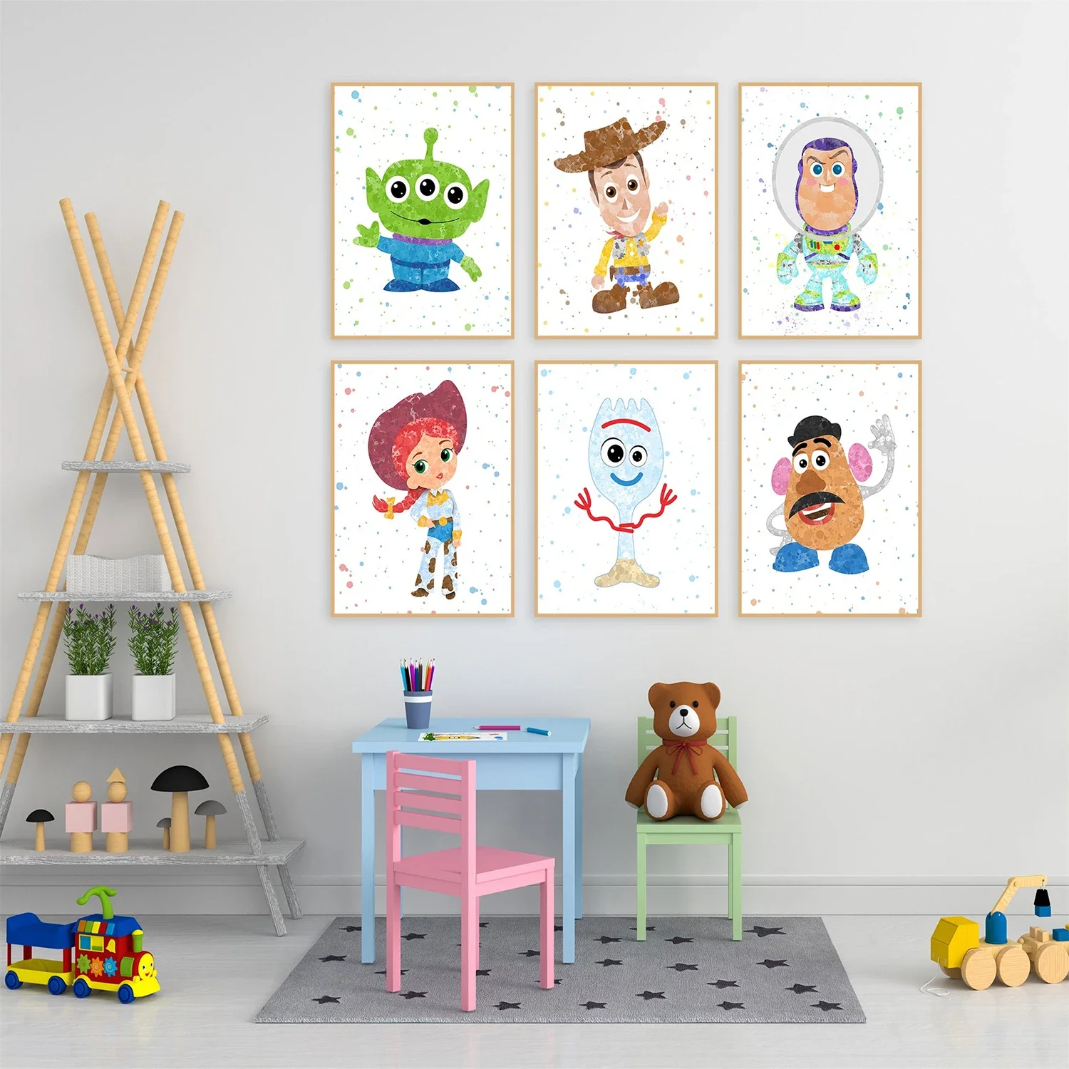 Canvas Paintings Disney Toy Story Anime Poster and Print Watercolor Wall Art Picture Nursery Art Kid Bedroom Home Decora Cuadros