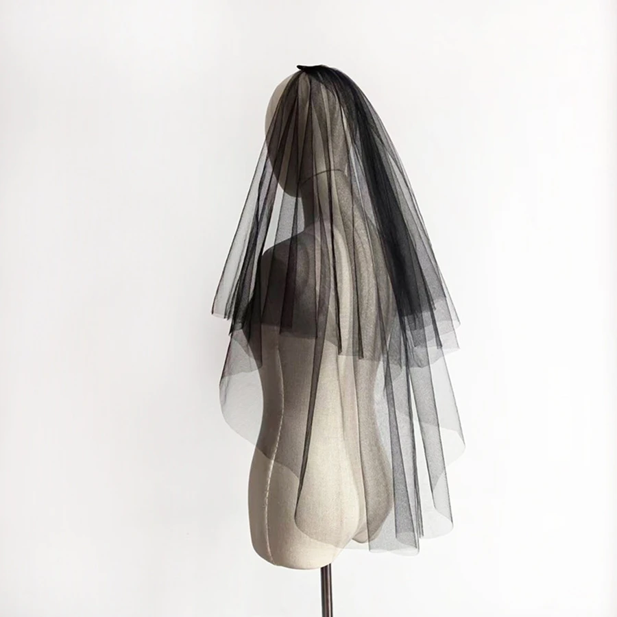 

Новое поступление, черная короткая свадебная фата, женская свадебная фата, аксессуары для волос Boda Velo De Novia