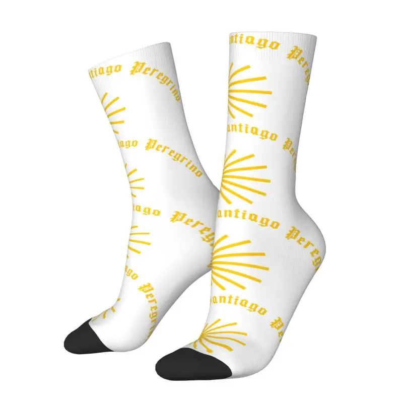 Custom Fashion Men's Camino De Santiago Peregrino With Seashell Dress Socks Unisex Warm Breathbale 3D Printing Crew Socks