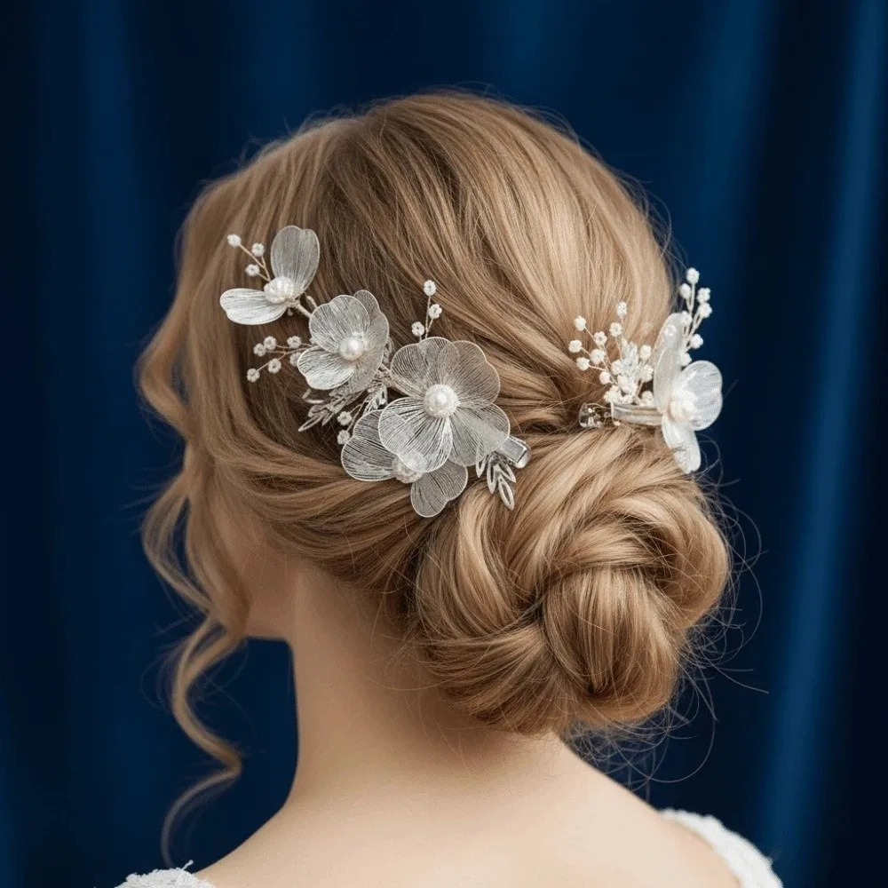 

Headwear Alloy Bridal Hairpin Exquisite High-level Wedding Headdress Handmade Elegant Flower Pinch Hair Clip Hair Accessories
