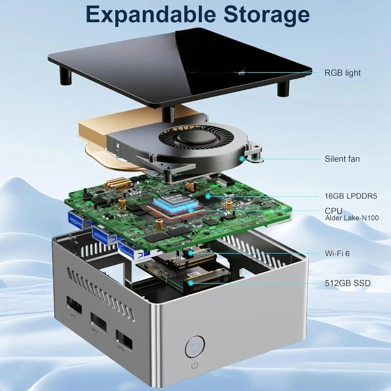 Mini PC Intel Alder Lake N100/N100 12/16GB LPDDR5 128GB/512GB SSD Windows 11 Ultra Small Pocket Computer Dual LAN HD DP