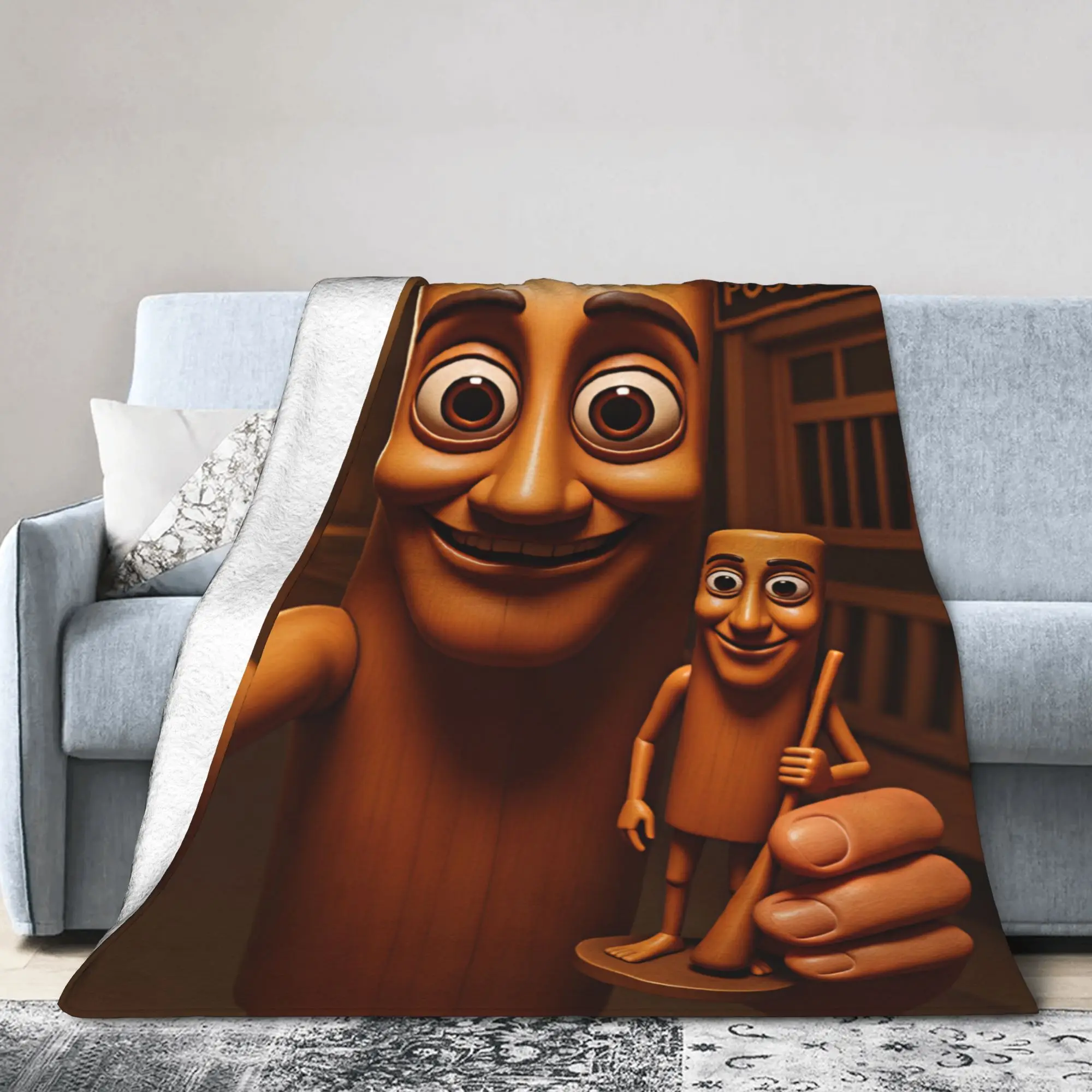 Soft Warm Blankets Big Tung Taking Selfie Holding Small Tung Figurine Throw Blanket Flannel Bedspread For Outdoor Sofa Bed Cover