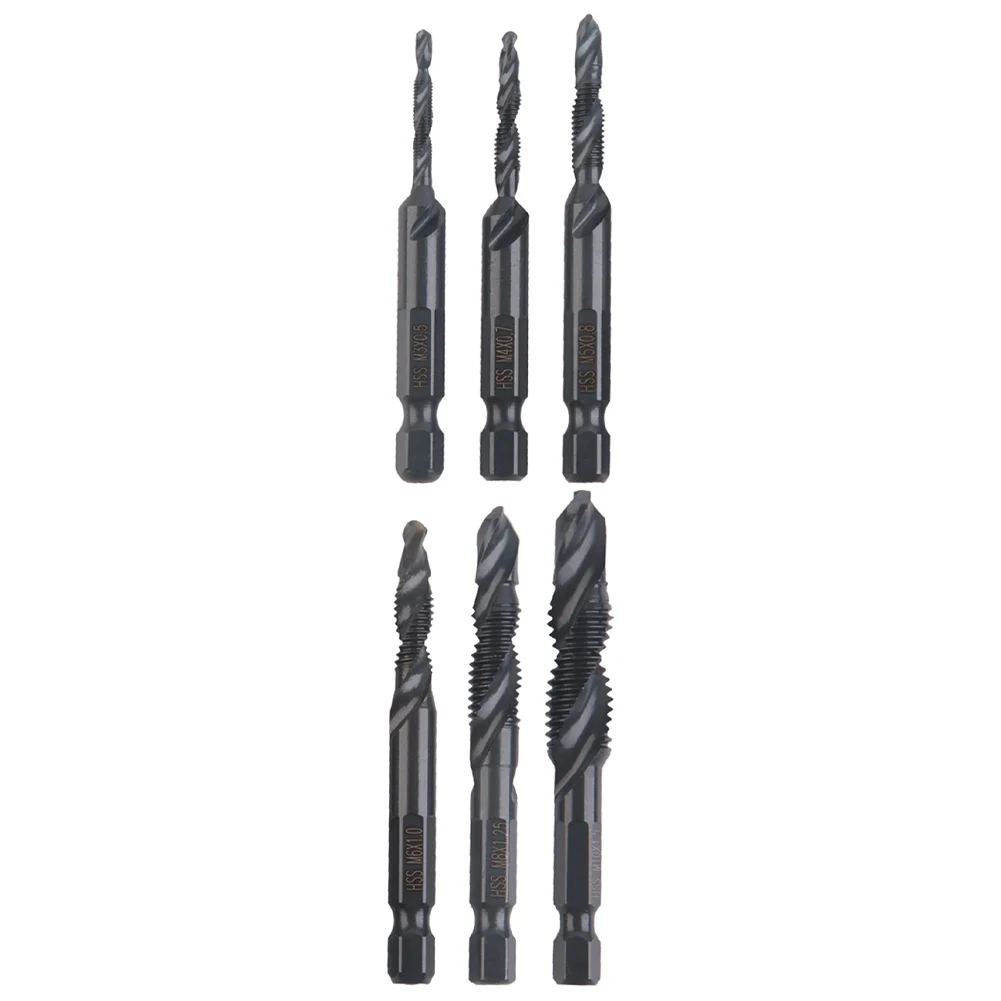 탭 도구 탭 드릴 비트, 1/4 인치 (6.35mm) 육각 생크, 블랙 색상, 목재 플라스틱 알루미늄 수공구용 태핑 스레드에 내구성
