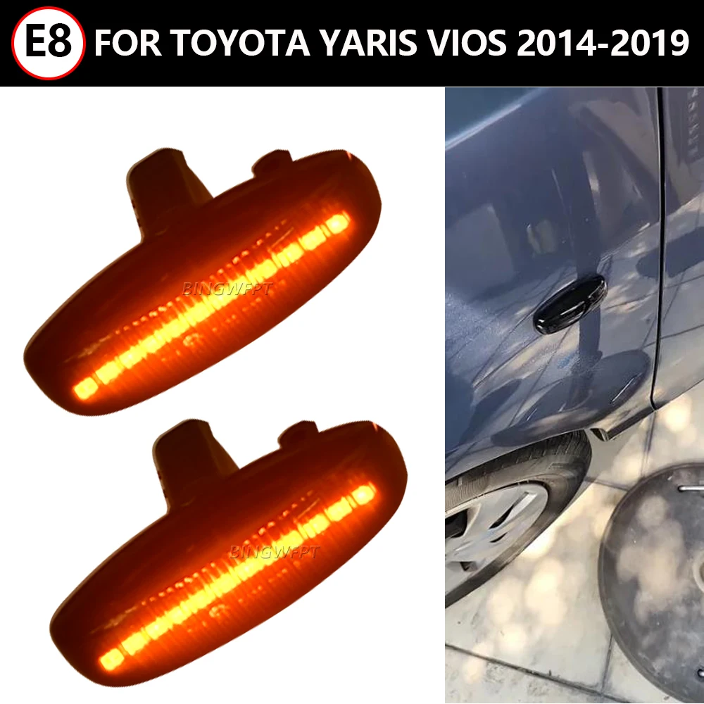 2Pcs Car Led Dynamic Side Marker Turn Signal Light For Toyota Yaris Vios Sequential Blinker Light 2014 2015 2016 2017 2018 2019