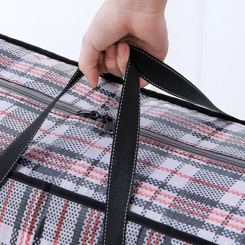 Large Capacity Woven Bag Multifunctional Luggage Packing Bag Cotton Quilt Clothing Organizer Dustproof Dormitory Moving Bag