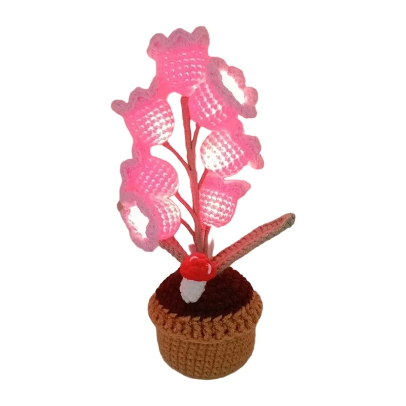 Unique Handcrafted Ornaments Crochet Valley Potted Plant LED Night Lights J0MC