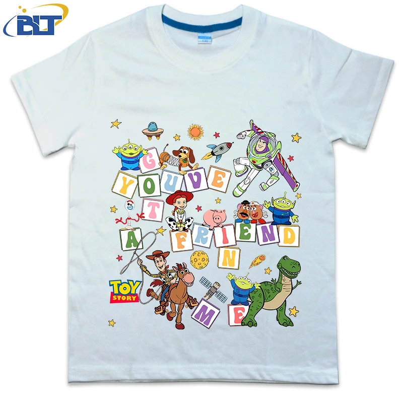 Disney Toy Story printed kids T-shirt pure cotton short-sleeved cartoon top for boys and girls