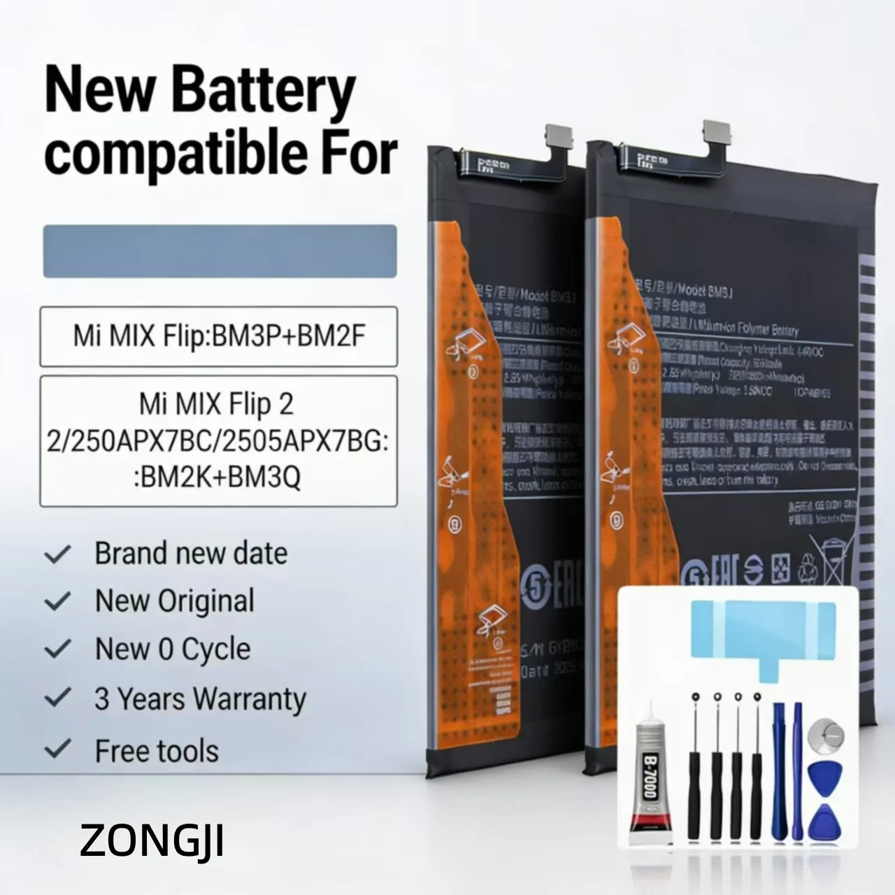 

ZONGJl battery compatible with Mi MIX Flip/MiX Flip 2 Battery+Free Tools