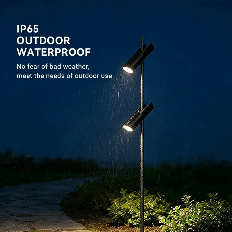 Outdoor Garden LED Flood Light IP65 Waterproof Durable Landscape Decorative Lighting Dimmable 2-Pillar Light Spotlight