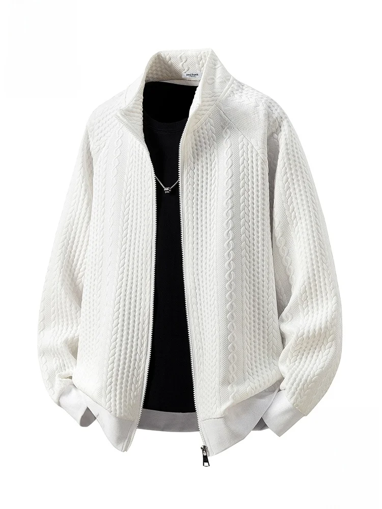 

PaulFrank Loose Fit Men's Casual Jaet Autumn Season Polyester Fiber Zipper Closure Texture Sensation Diamond Pattern Open C...