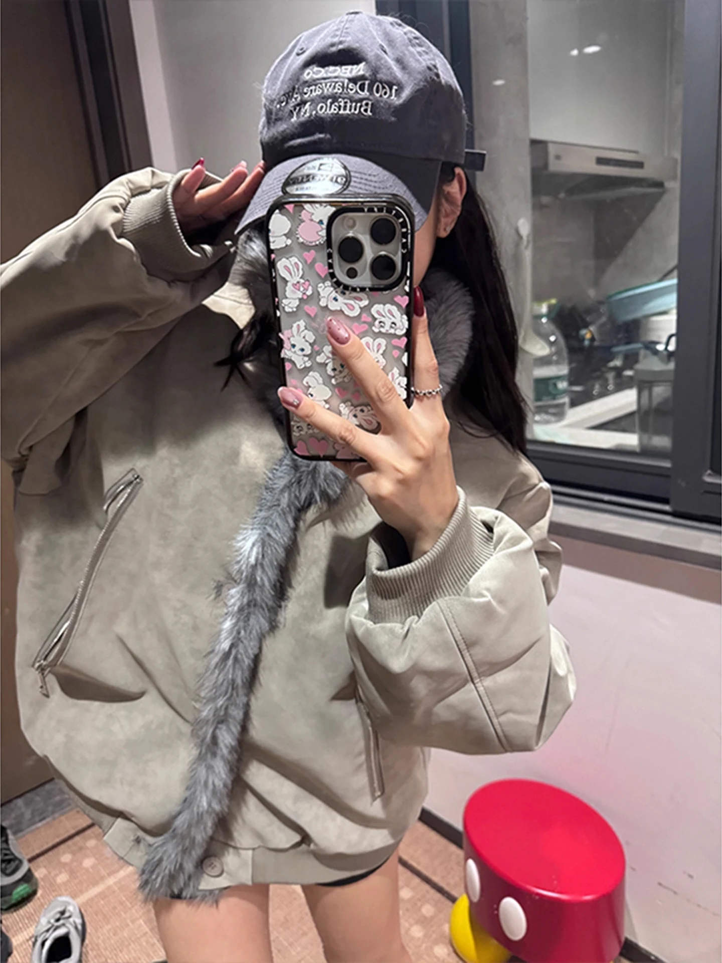 معطف عمال من القطن بتصميم كلاسيكي من الفرو الأمريكي على شكل نسر جبلي Jaet Thiened للرجال والنساء مشاعر شتوية راقية