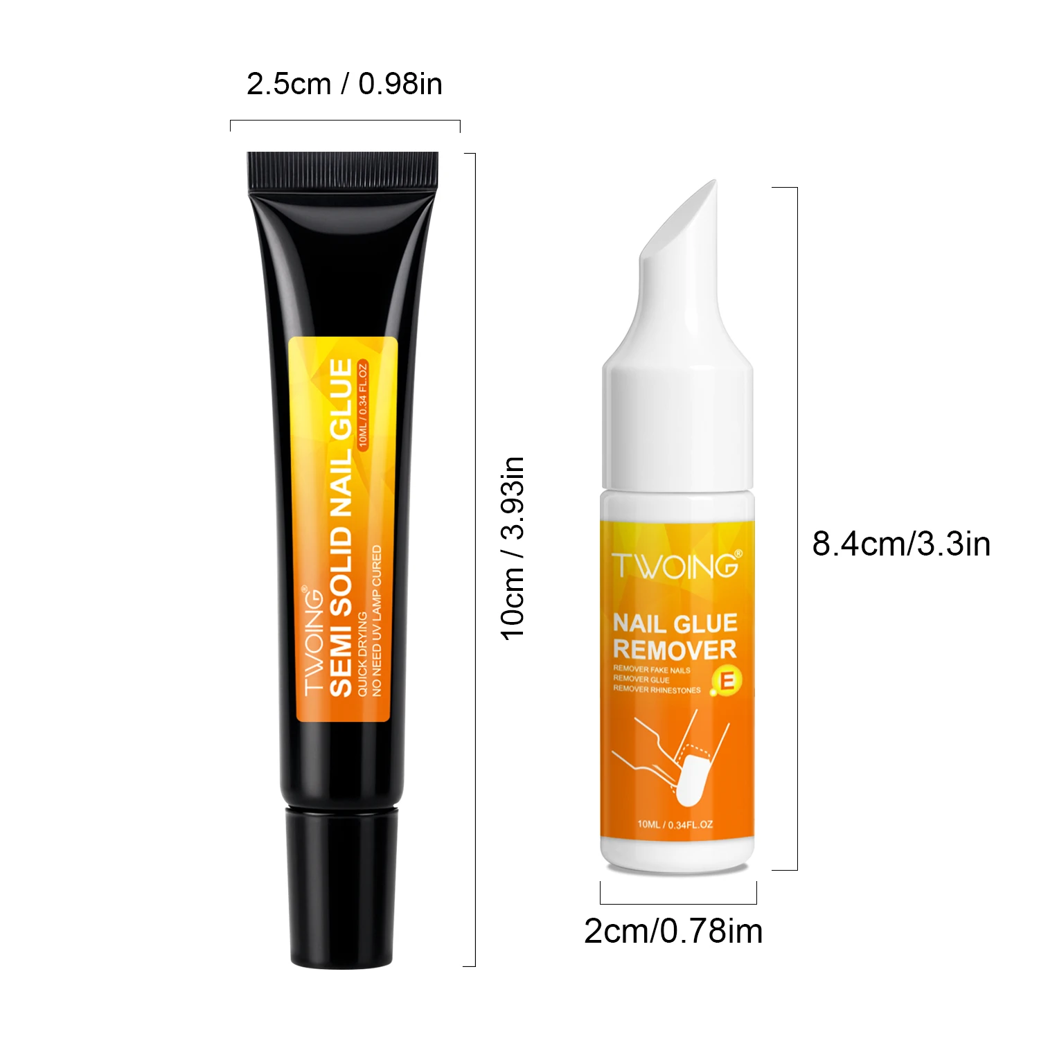 مجموعة Toing Nail Glue & Remover - لاصق قوي للغاية سريع الجفاف للأظافر المضغوطة وأحجار الراين والأظافر الأكريليك، لا حاجة إلى علاج بالأشعة فوق البنفسجية