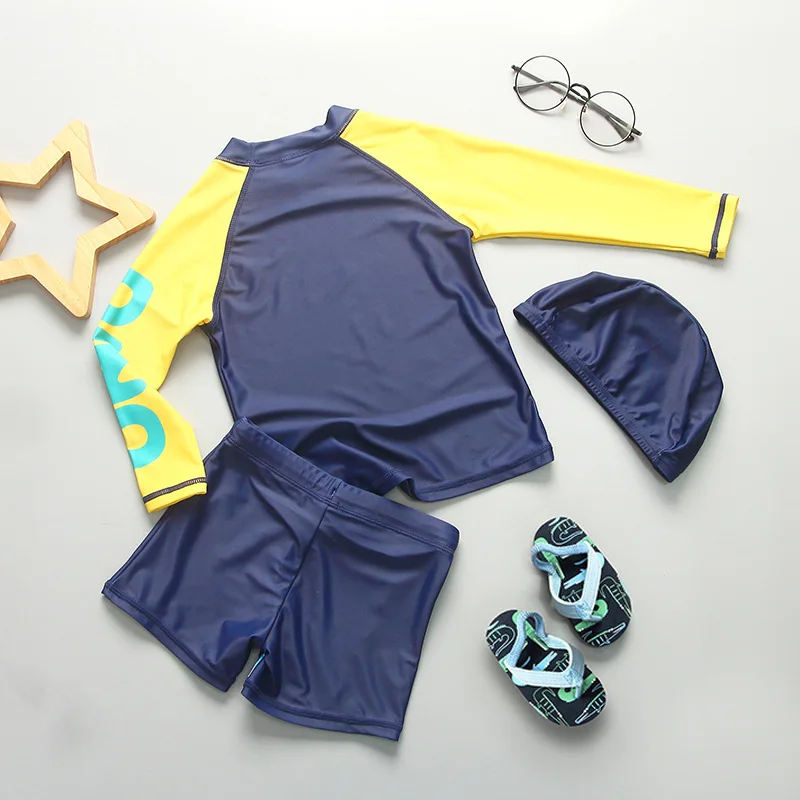 Baby Swimsuit Anti UV Kids Swimwear for Boys Long Sleeve Cartoon Children Swimming Bathing Suit Rash Guard Seaside Beach Clothes