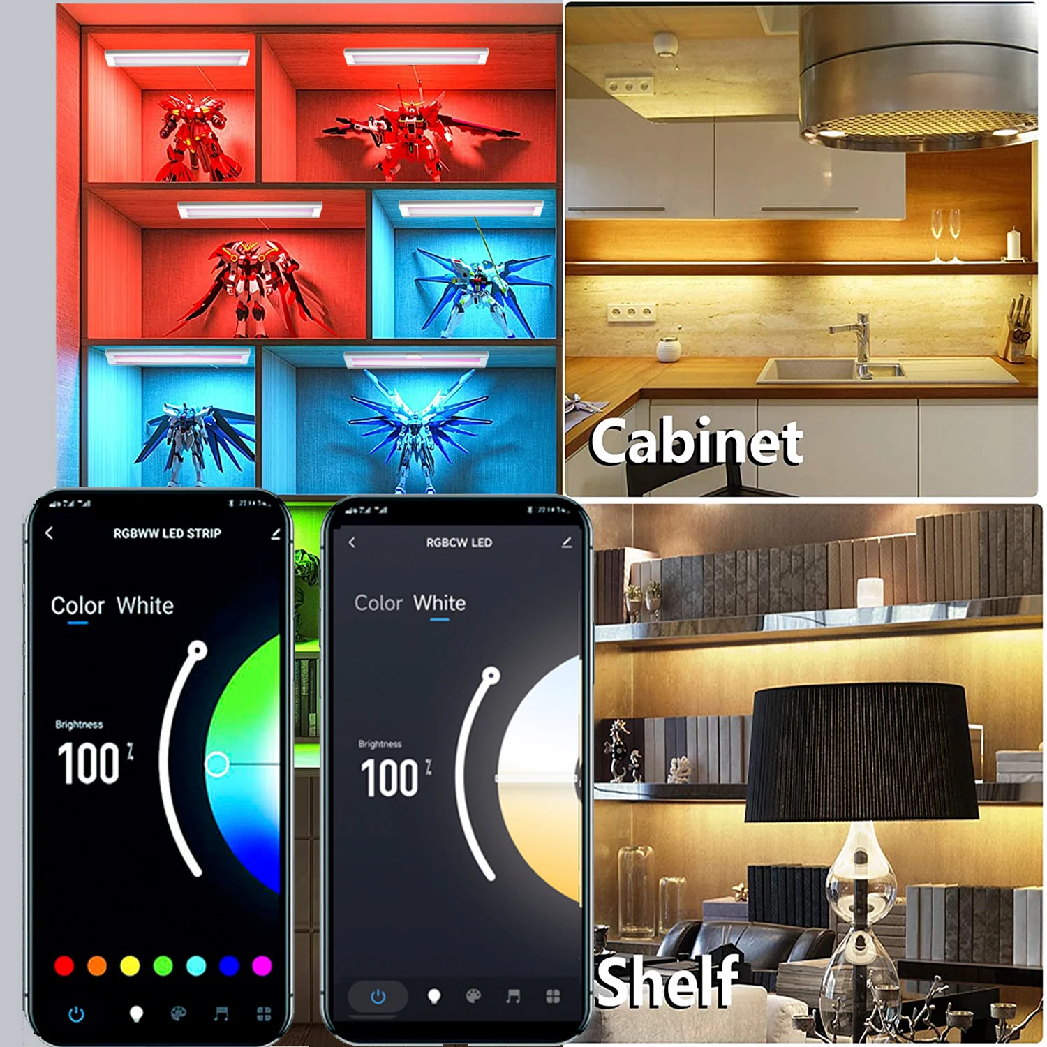 Tuya Wifi RGBCCT Under Cabinet Puck Light Smart Lamp Dimmable Closet Night Lights Remote Control App Voice for Alexa Google Home