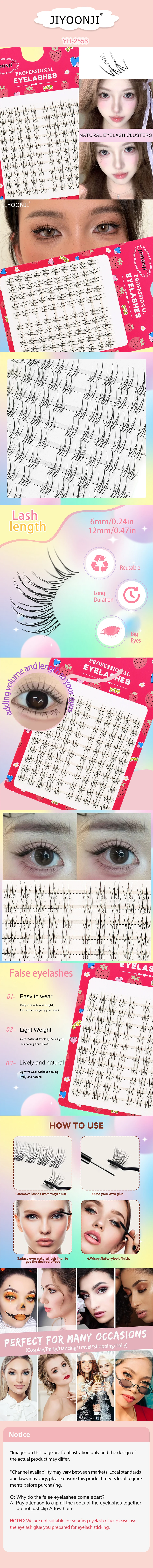 100 Stück natürlich aussehende Wimpernbüschel mit transparenten Stielen, einzelne Büschel zum Selbermachen, großes Volumen, natürlicher Make-up-Look, feenhaft konische künstliche Wimpern, geeignet für den täglichen Geb – Detail 1