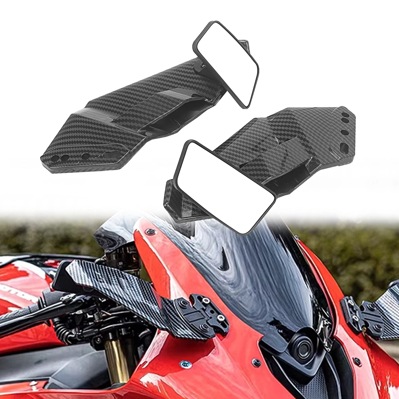 Pair For Honda Kawasaki Suzuki BMW Yamaha Universal Motorcycle Adjustable Side Wing Spoiler Fairing With Rear View Mirror 2