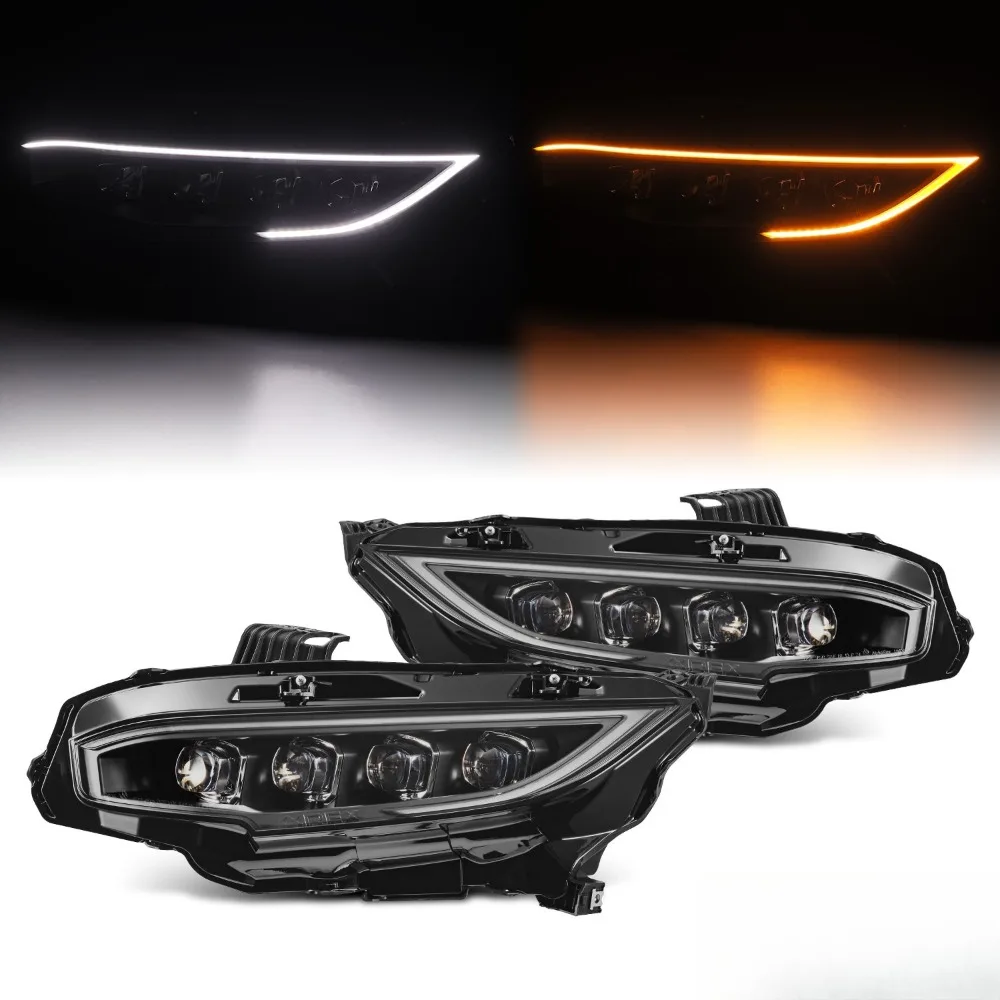 

Fit 2016-2021 Honda Civic NOVA-Series LED Projector Headlights Pair Black