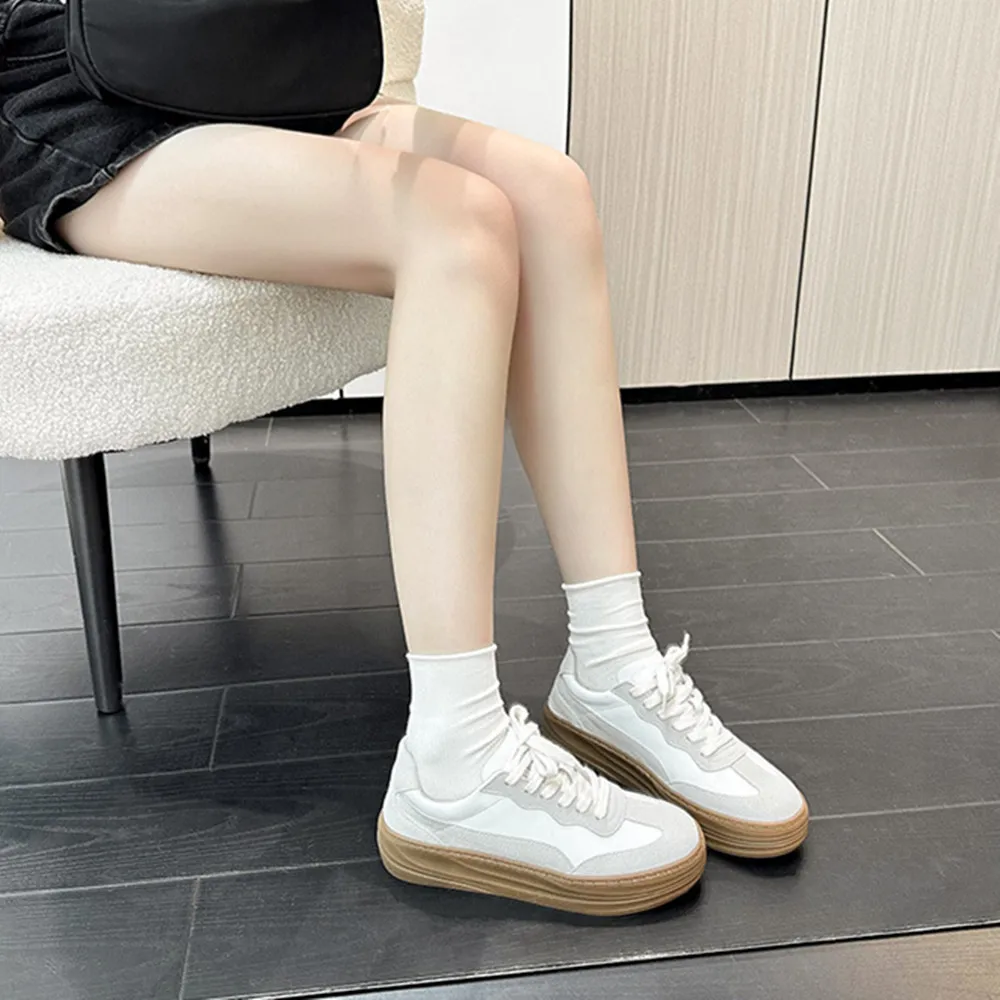 FEDONAS Women Sneakers Splicing Genuine Leather Casual Platforms Flats Spring Autumn Lace-Up Leisure Sport Shoes Female Sneakers