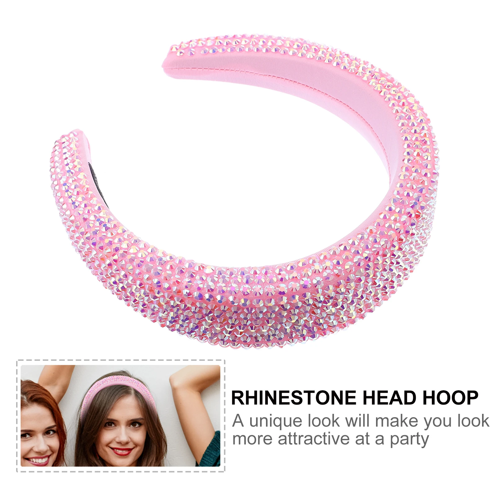 

Headband Women Hair Western Style Sparkly Fabric with Rhinestones Sparkle Headbands for Elegant